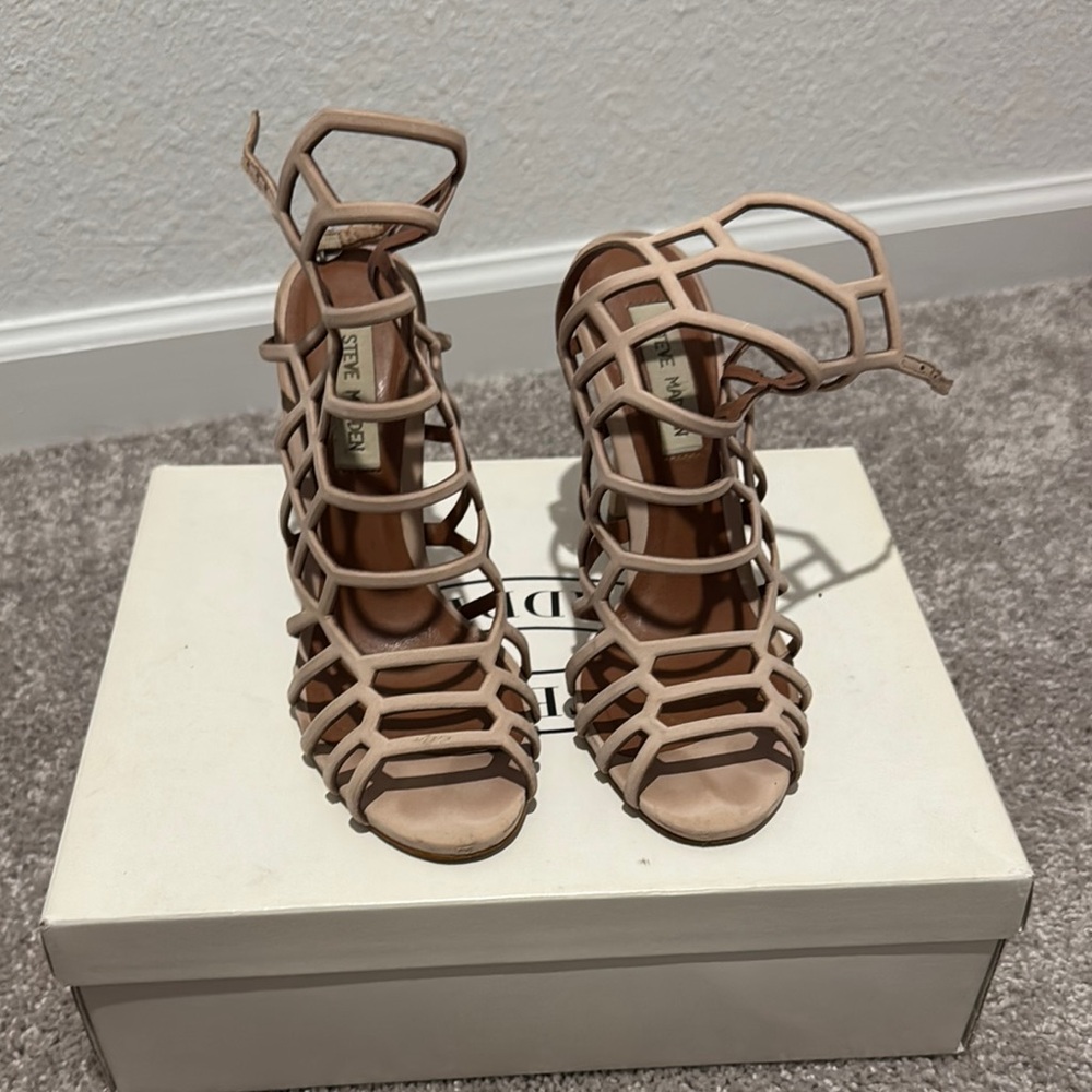 Steve Madden Tan Strappy Stiletto Heels